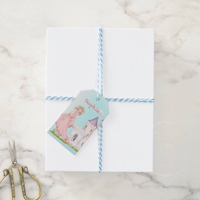 Étiquettes-cadeau Princesse Unicorn rose bleu mignonne (Avec de laficelle)