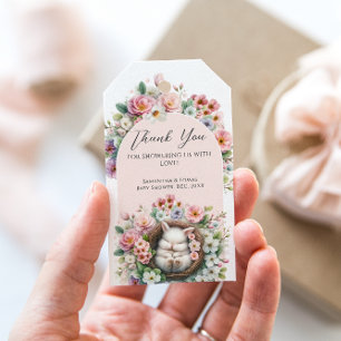 Étiquettes-cadeau Printemps Blush Pink floral lapin bébé fille Douch