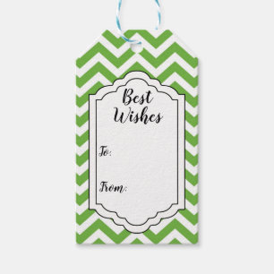 Étiquettes-cadeau Printemps vert et blanc Chevron Mariage Anniversai