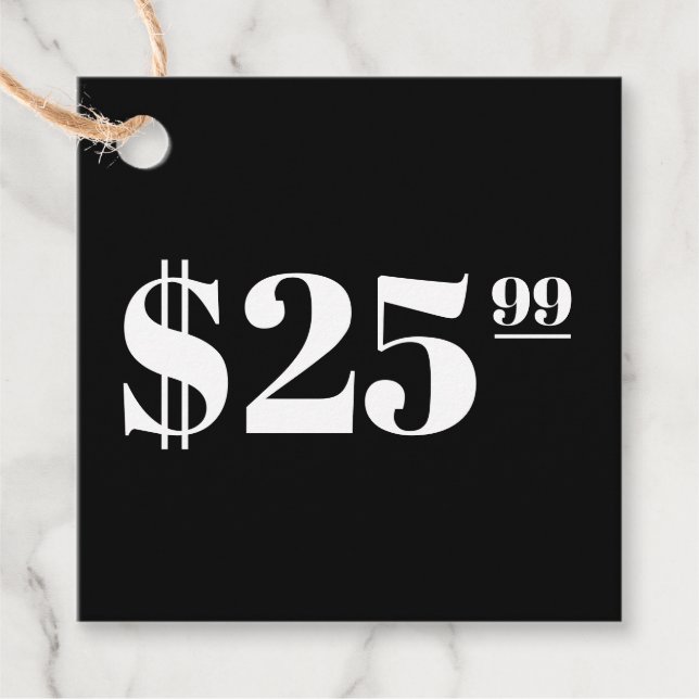 Étiquettes Cadeau Prix seulement Black Hang Tag Vêtements (Devant)