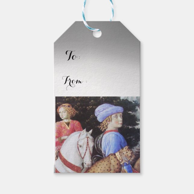 Étiquettes-cadeau Procession de Magus Melchior, Cheval, Chat sauvage (Devant)