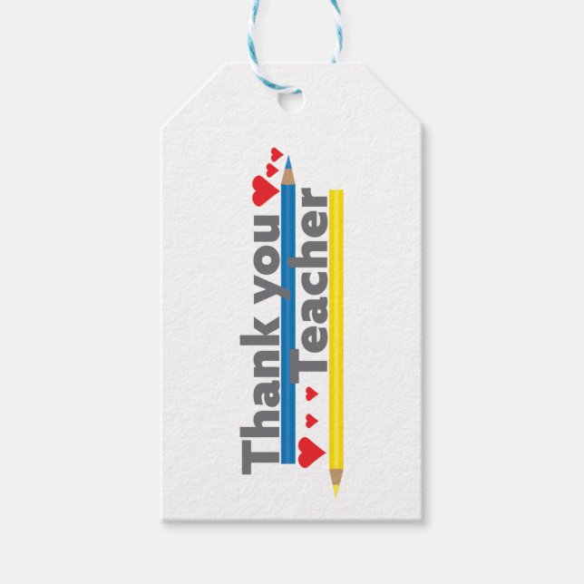 Étiquettes-cadeau Professeur de Merci - Crayons et Coeurs (Devant)