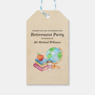 Étiquettes-cadeau Professeurs Vintage Globe Books Parti de retraite