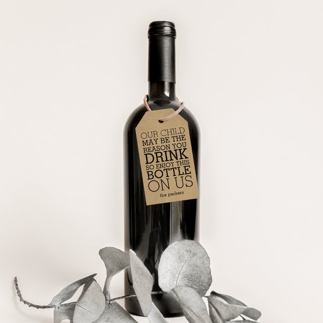 Étiquettes-cadeau Profitez de cette bouteille sur nous | Drôle Vin e (Créateur téléchargé)
