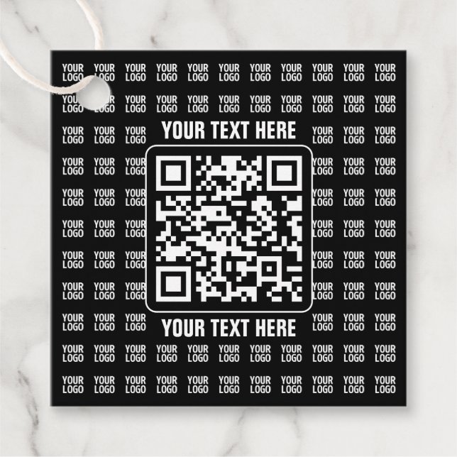 Étiquettes Cadeau Promotional QR code (editable) plus Logo Pattern (Devant)