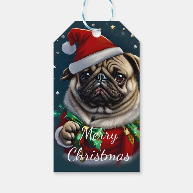 Étiquettes-cadeau Puggy Claus Collection (Devant)