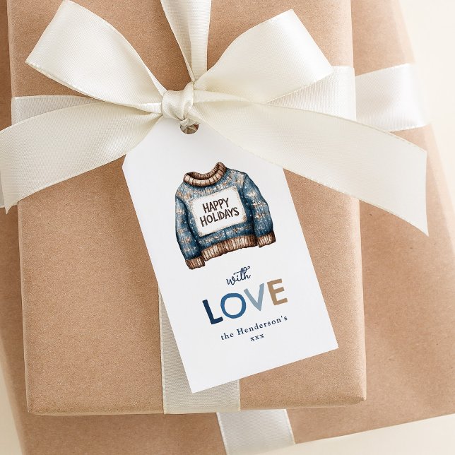 Étiquettes-cadeau Pull moche Joyeuses Fêtes (Créateur téléchargé)