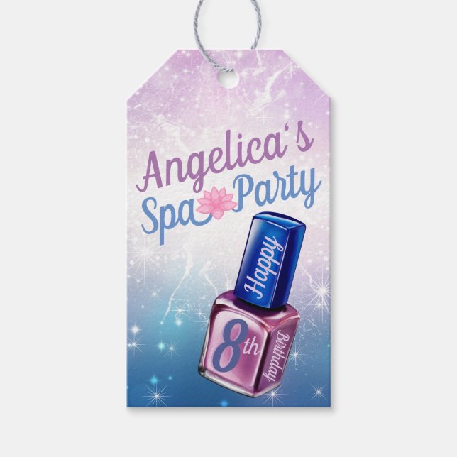 Étiquettes-cadeau Purple and Blue|Nail Polonais Anniversaire Spa Par (Devant)
