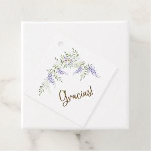 Étiquettes Cadeau Purple Aquarelle Wisteria et Gracias Feuilles