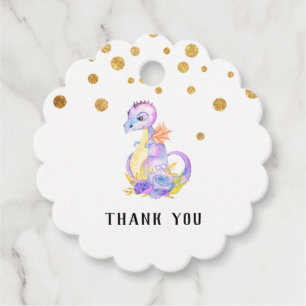 Étiquettes Cadeau * Purple Blue Dragon Baby shower mignet Merci