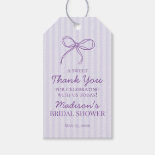 Étiquettes-cadeau Purple Coquette Bow Pastel Fête des mariées Favori