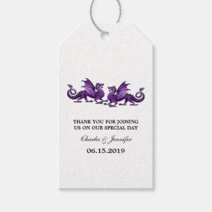 Étiquettes-cadeau Purple Elegant Dragons Mariage Tags cadeaux