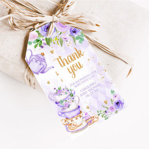 Étiquettes-cadeau Purple Floral Tea Party Baby shower Favoriser les 