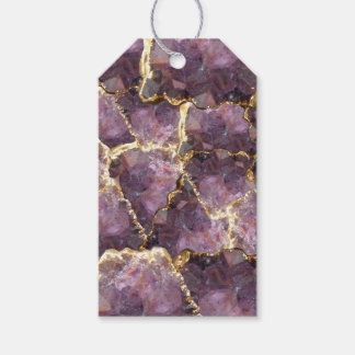 Étiquettes-cadeau Purple Gold Crystal Collage Gift Tags