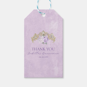 Étiquettes-cadeau Purple & Gold Elegant Quinceañera
