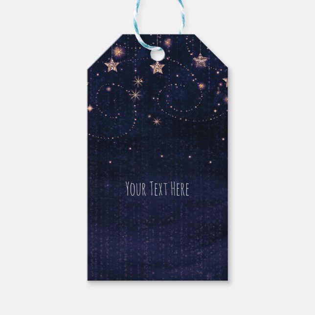 Étiquettes-cadeau Purple & Gold Starry Celestial Party Favoriser (Devant)