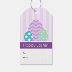 Étiquettes-cadeau Purple Green Blue Oeufs Happy Easter Cadeaux Tags