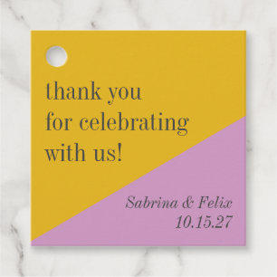 Étiquettes Cadeau Purple Jaune moderne Merci de mariage personnalisé