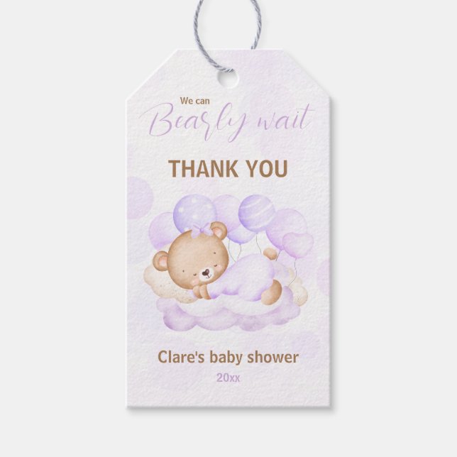 Étiquettes-cadeau Purple Nous Pouvons Attendre Préférable Baby showe (Devant)
