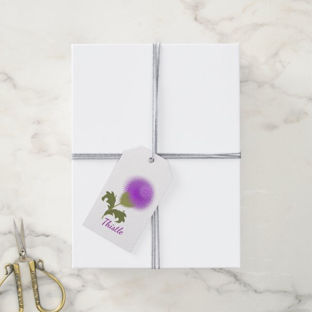 Étiquettes-cadeau Purple Scottish Thistle Personnalisé (Avec de la ficelle)