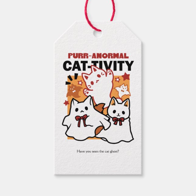 Étiquettes-cadeau Purr-anormal Cat Cat mignonne Halloween Conception (Devant)