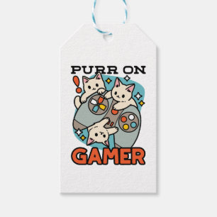 Étiquettes-cadeau Purr On Gamer - Conception De Jeu De Chat Cute