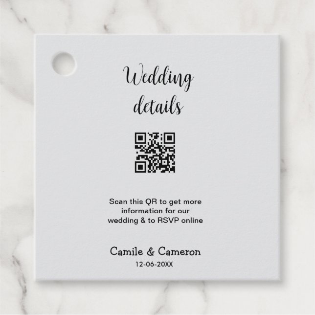 Étiquettes Cadeau QR MARIAGE WEBSITE ajouter la date de photoname no (Devant)