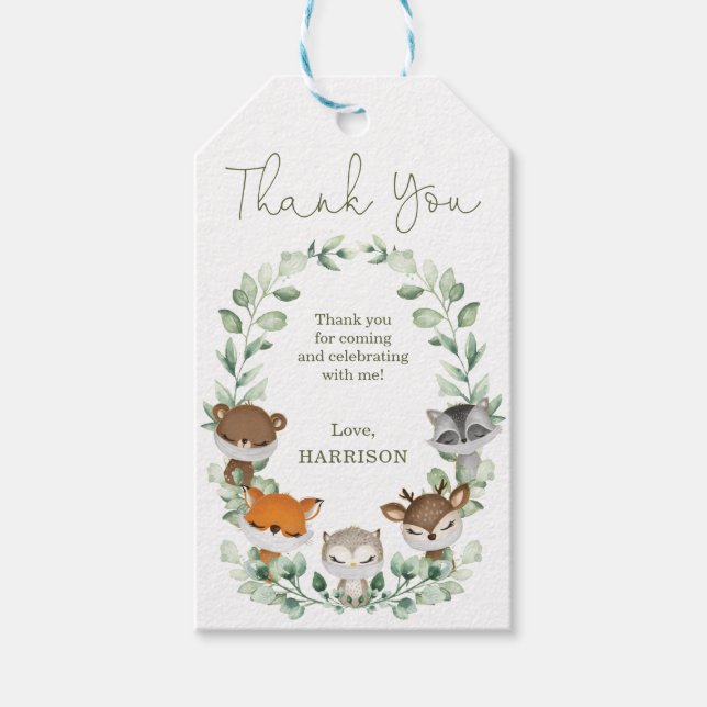 Étiquettes-cadeau Quarantaine Bois Animaux Végétation Bébé Faveurs (Devant)