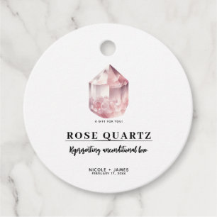 Étiquettes Cadeau Quartz Rose Rose Pâle Cristal d'Amour Mariage