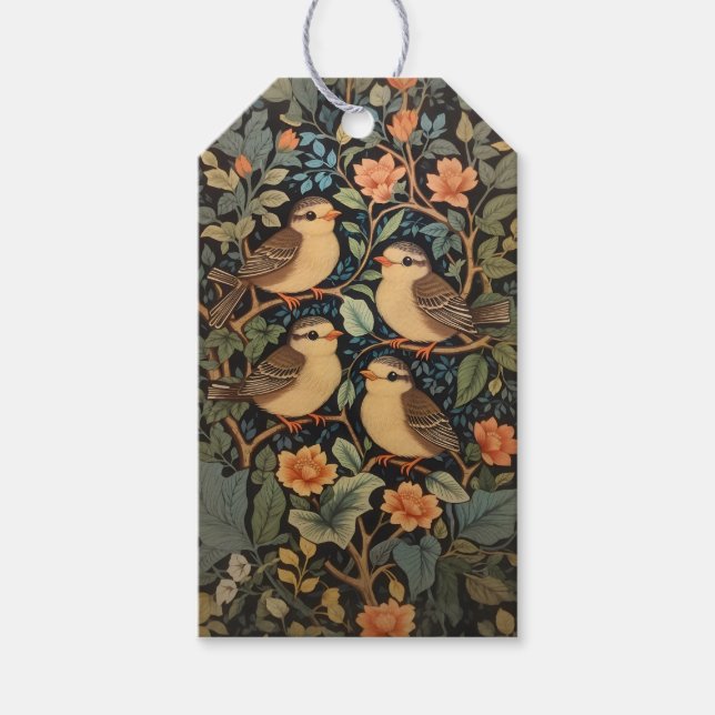 Étiquettes-cadeau Quatre Bébés mignons Oiseaux Nature Inspiré (Devant)