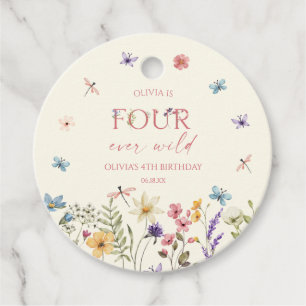 Étiquettes Cadeau Quatre Ever Wild Wildflower 4ème Anniversaire