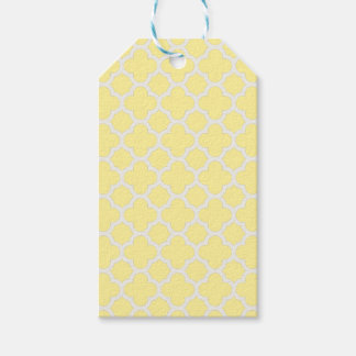 Étiquettes-cadeau Quatrefoil en treillis classique en jaune canari