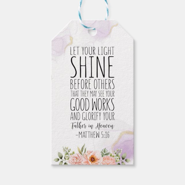 Étiquettes-cadeau Que Ta Lumière Brille Devant Les Autres, Matthieu  (Devant)