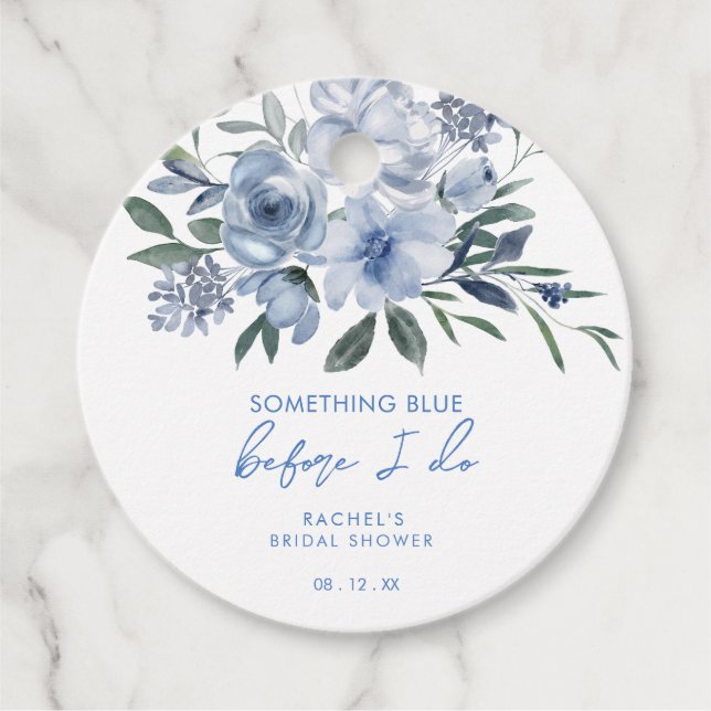 Étiquettes Cadeau Quelque chose de bleu avant de faire Fête des mari (Devant)