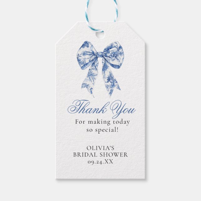 Étiquettes-cadeau Quelque chose de bleu avant de faire Merci nuptial (Devant)