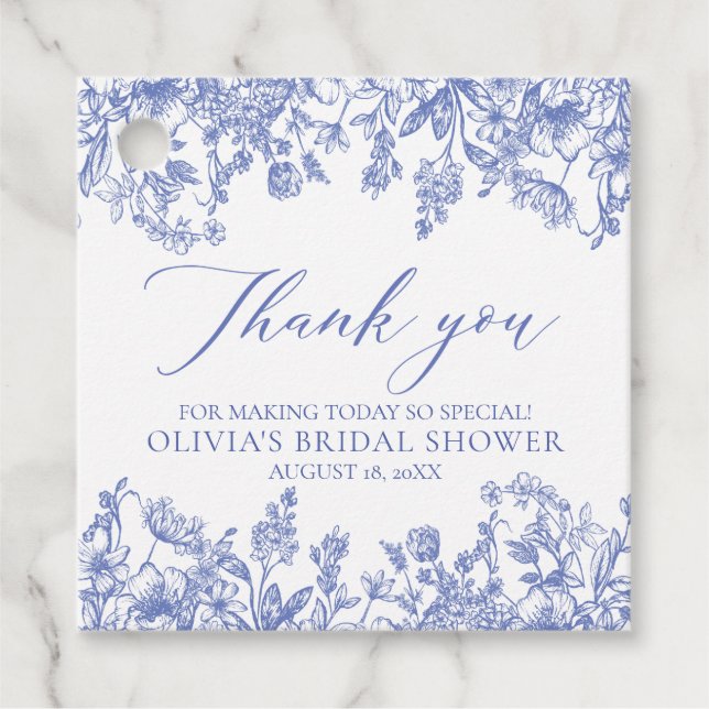 Étiquettes Cadeau Quelque chose de bleu Mariage victorien Floral Sho (Devant)