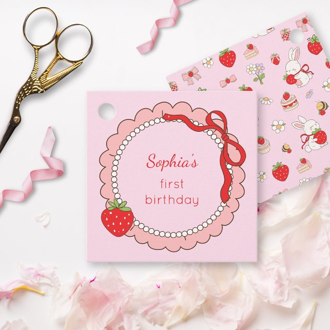 Étiquettes Cadeau Quelques Framboise de lapin Anniversaire rose (Créateur téléchargé)