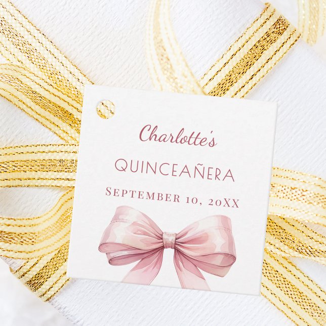 Étiquettes Cadeau Quinceanera blush pink bow DIY (Créateur téléchargé)