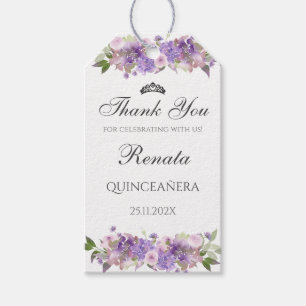 Étiquettes-cadeau Quinceanera Floral Purple
