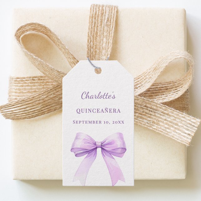 Étiquettes-cadeau Quinceanera lavender bow DIY write by hand (Créateur téléchargé)