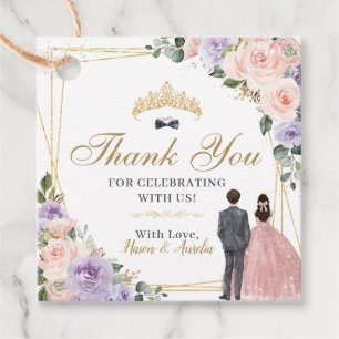 Étiquettes Cadeau Quinceañera Lilac Blush Floral Twins Garçon Girl