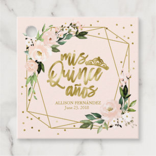 Étiquettes Cadeau Quinceanera Party Gold Foil Blush Rose Floral