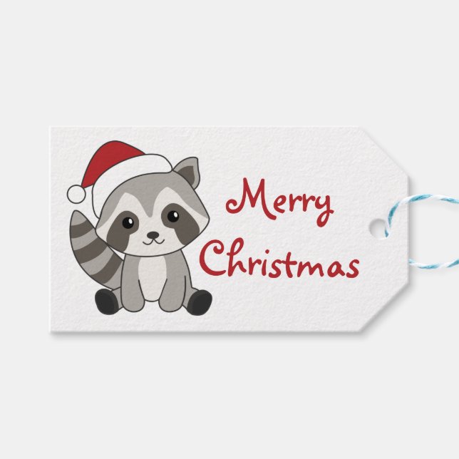 Étiquettes-cadeau Raccoon Christmas Snow Winter Raccoon Trucker (Devant (Horizontal))
