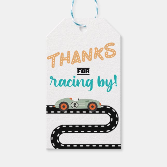 Étiquettes-cadeau Race Car Invitations Anniversaire, Deuxième Annive (Devant)