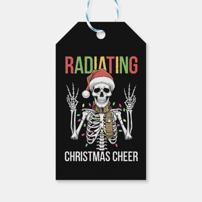 Étiquettes-cadeau Radiologie Noël Père Noël Skeleton Xray Technicien (Dos)