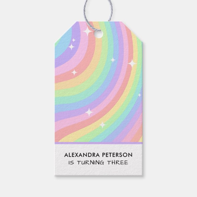 Étiquettes-cadeau Rainbow 3rd Birthday Colorful Third (Devant)