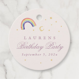 Étiquettes Cadeau Rainbow Balloons Unicorn rose fête d'anniversaire