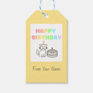 Étiquettes-cadeau Rainbow Cat & Happy Birthday Gift Tags
