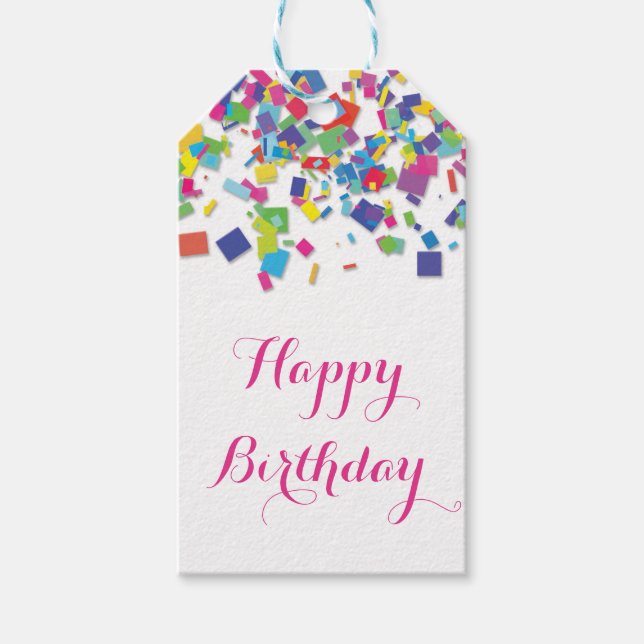Étiquettes-cadeau Rainbow Confetti | Balise cadeau (Devant)