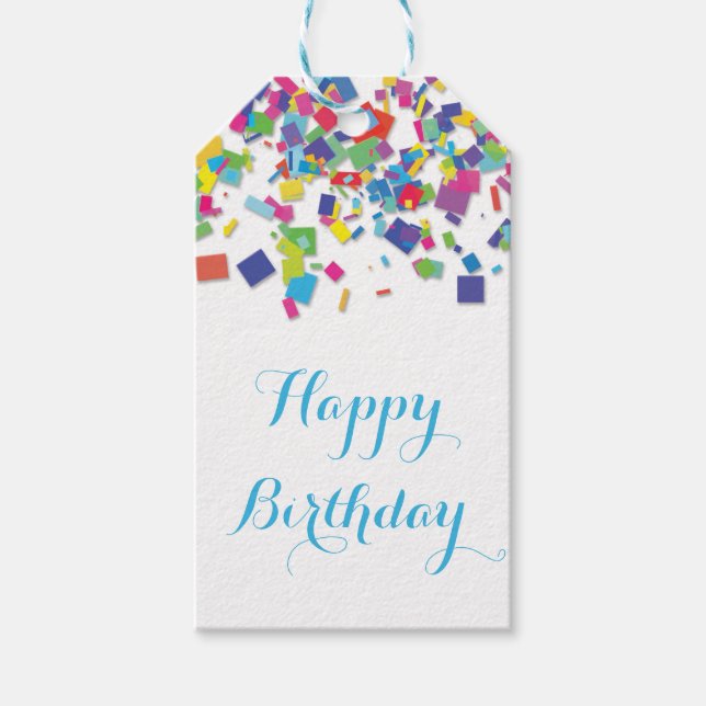 Étiquettes-cadeau Rainbow Confetti | Balise cadeau (Devant)